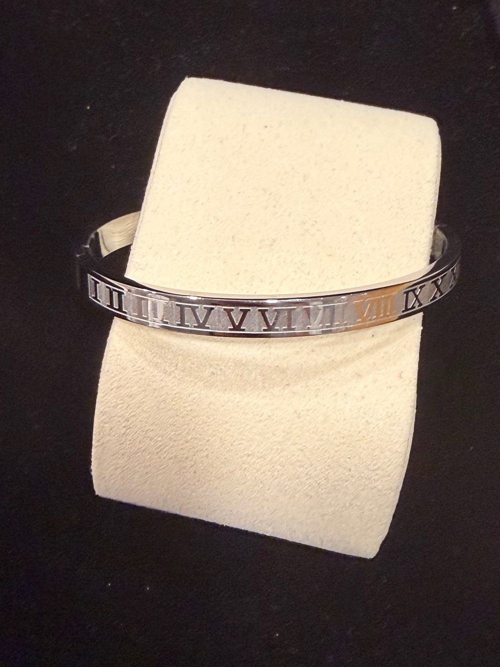 Polished Silver Roman Numeral Cuff Bracelet - Women's Jewelry